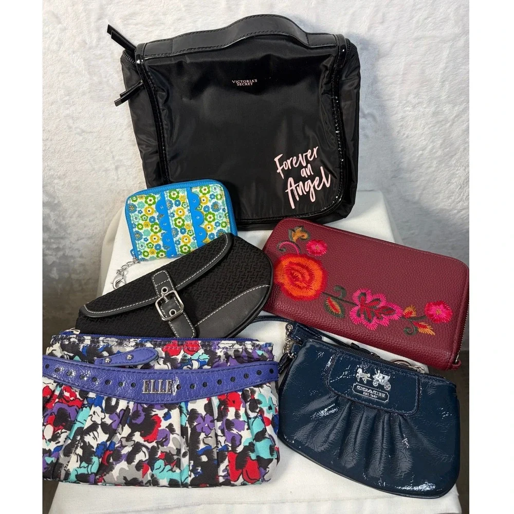 Victoria's Secret Coach Elle Travel Toiletry Bag Makeup Pouch Wallet Lot of 6